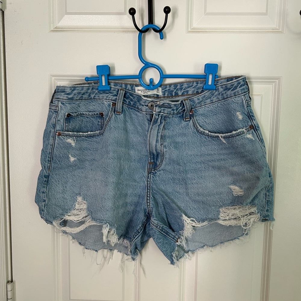 Abercrombie & Fitch Light Blue Distressed Jean Shorts
